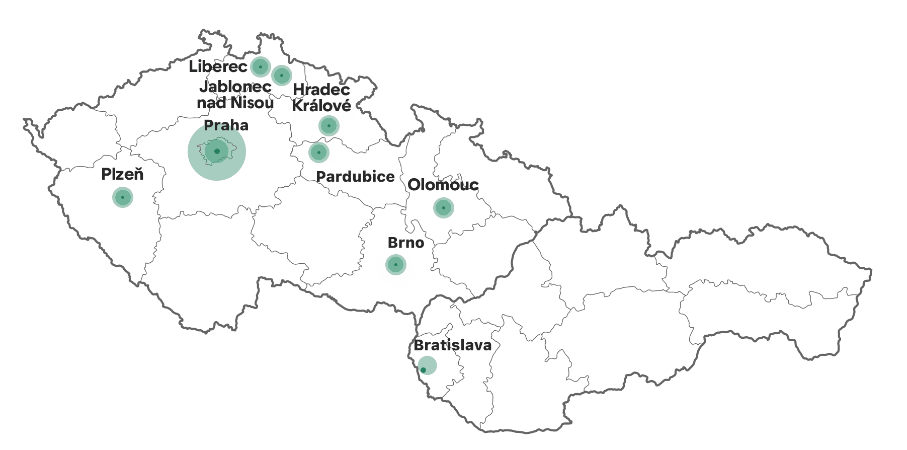 Coverage map of the hassle-free rental service