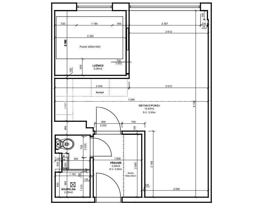 1 bedroom with open-plan kitchen flat to rent, 29 m², Šestajovická, Prague, Prague