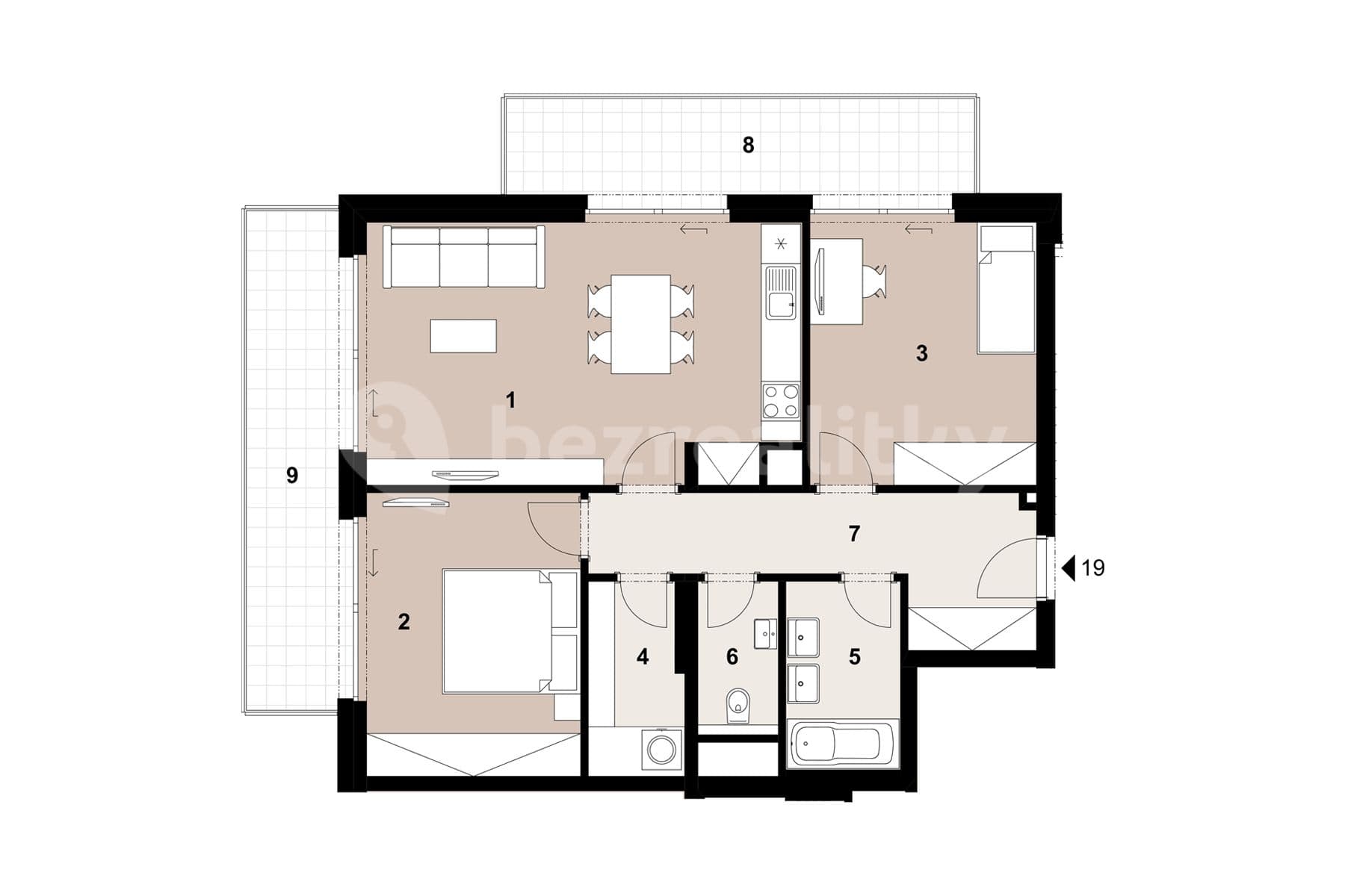 2 bedroom with open-plan kitchen flat for sale, 106 m², Lučištníků, Prague, Prague