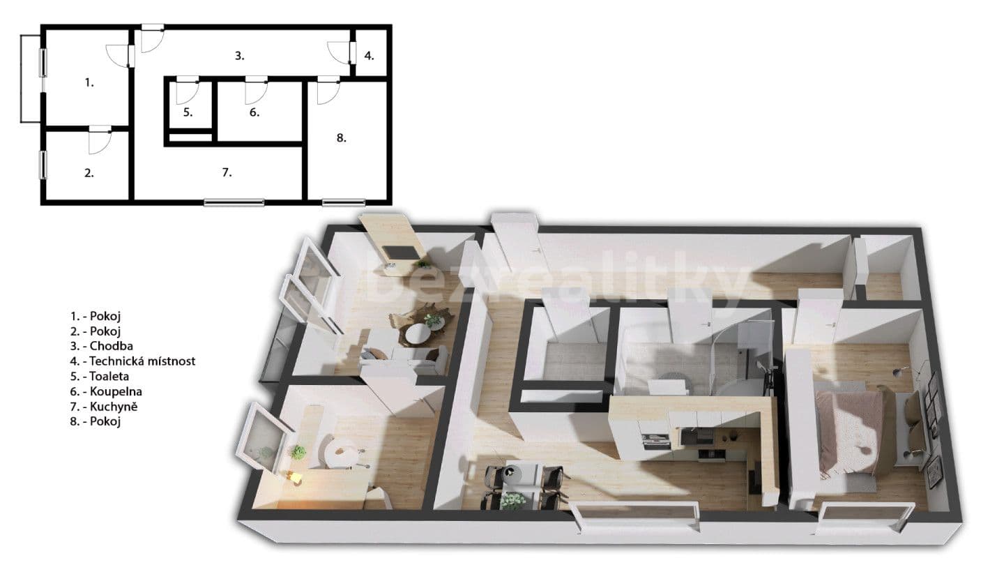 3 bedroom flat for sale, 65 m², Pražská, Náchod, Královéhradecký Region