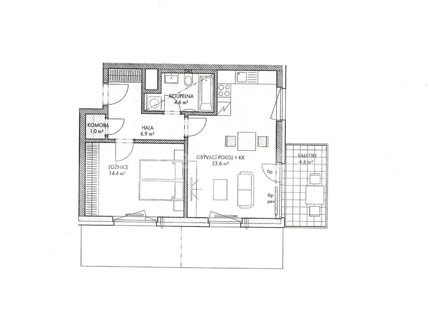 1 bedroom with open-plan kitchen flat for sale, 43 m², Nad Krocínkou, Prague, Prague