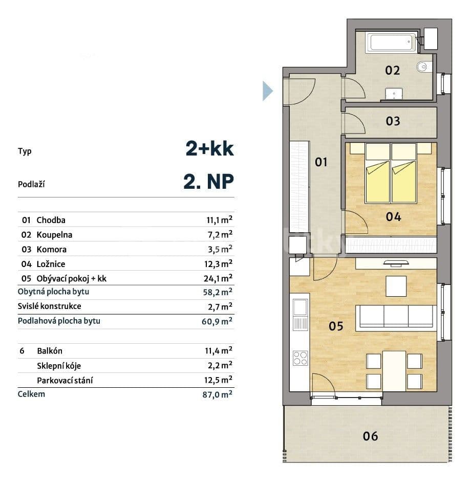 1 bedroom with open-plan kitchen flat for sale, 73 m², Pražská, Dobřichovice, Středočeský Region