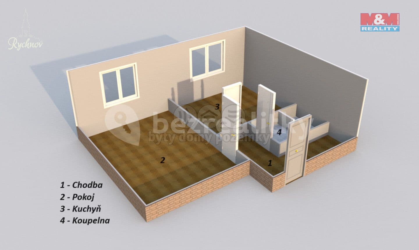 1 bedroom flat for sale, 38 m², Za Universitou, Dobruška, Královéhradecký Region