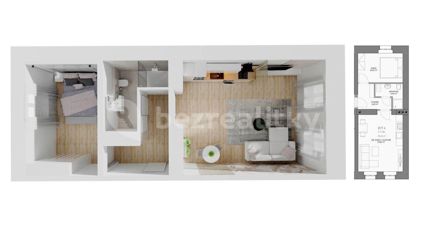 1 bedroom with open-plan kitchen flat for sale, 39 m², Hošťálkova, Tábor, Jihočeský Region