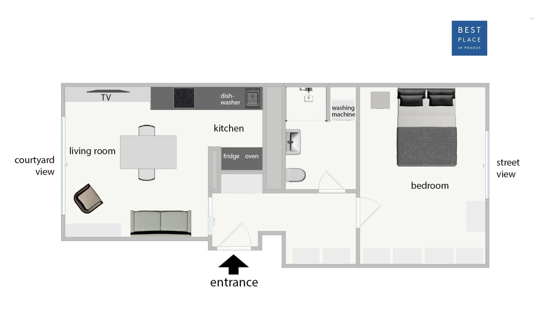 flat to rent, 45 m², Pod dvorem, Prague, Prague