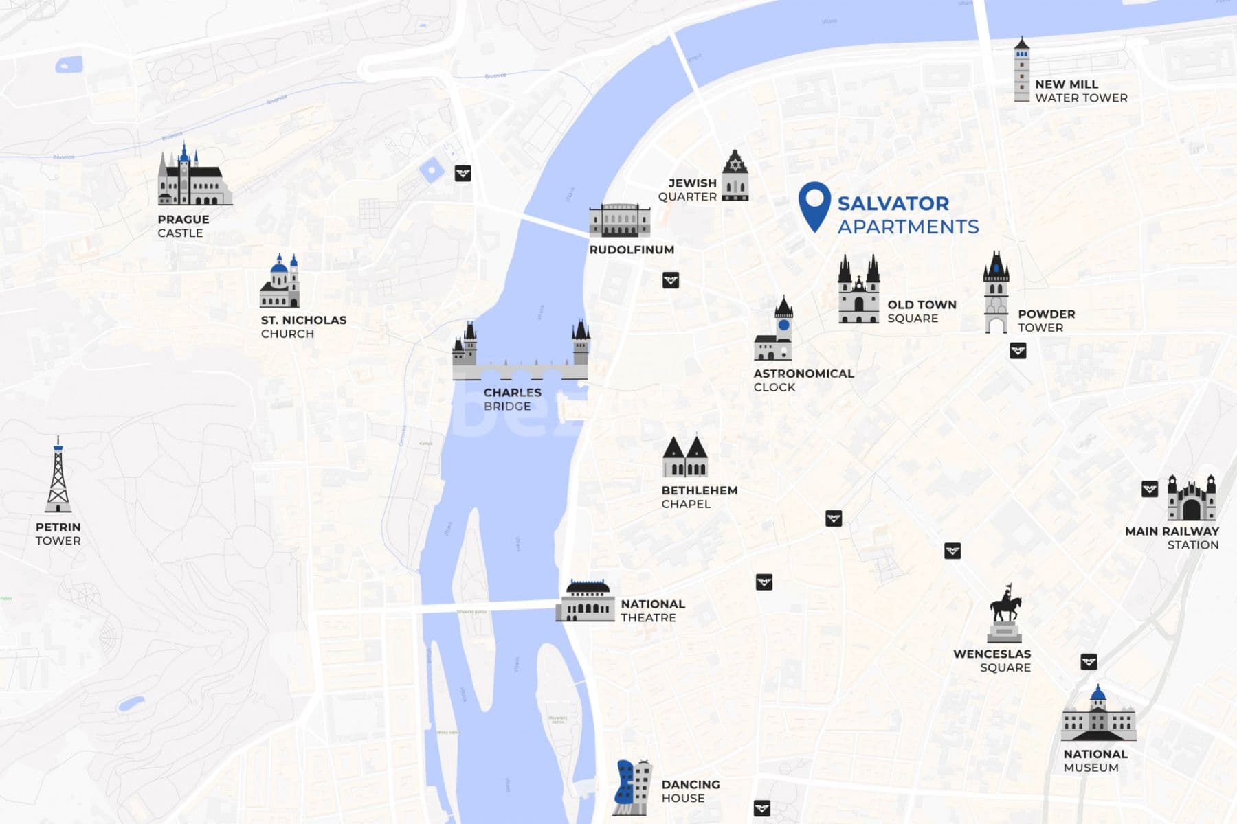 flat to rent, 80 m², Dušní, Prague, Prague