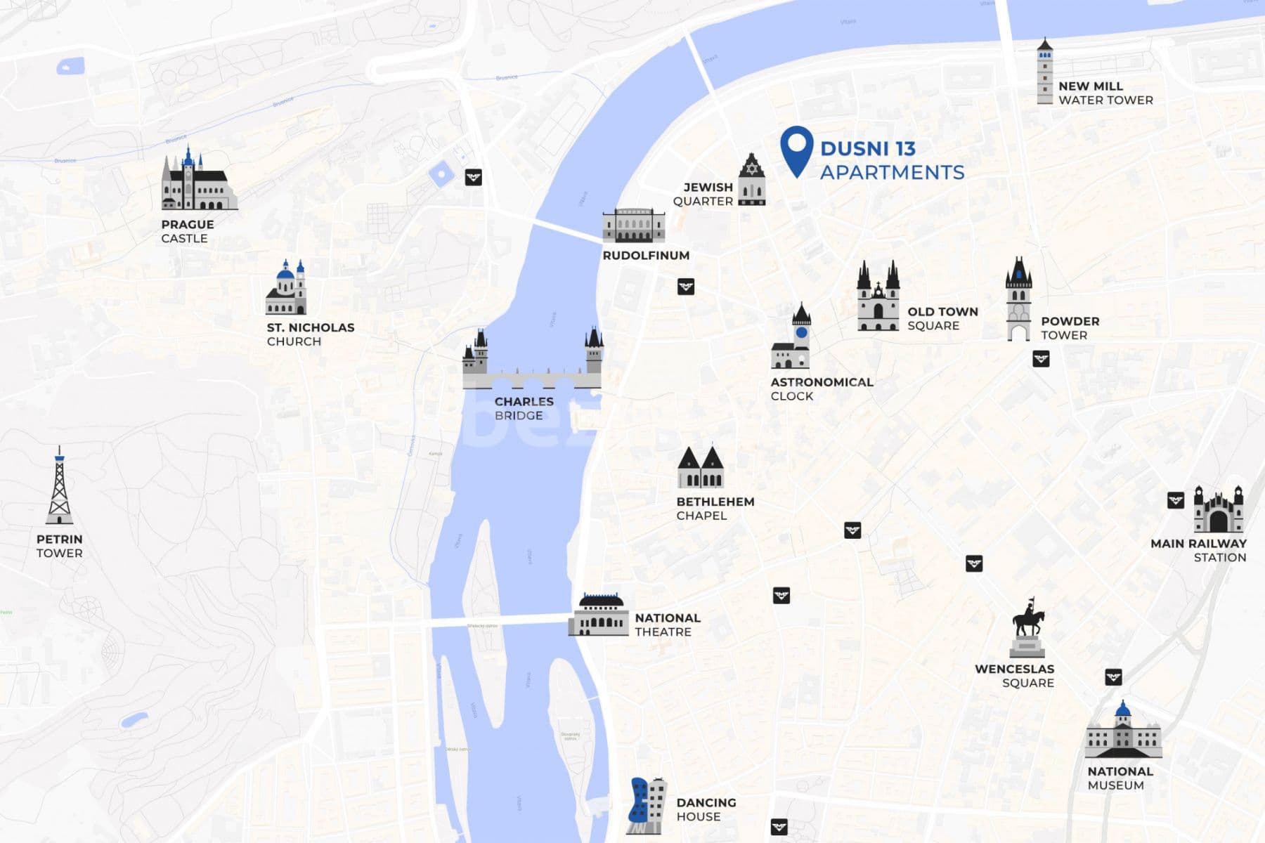 flat to rent, 97 m², Dušní, Prague, Prague