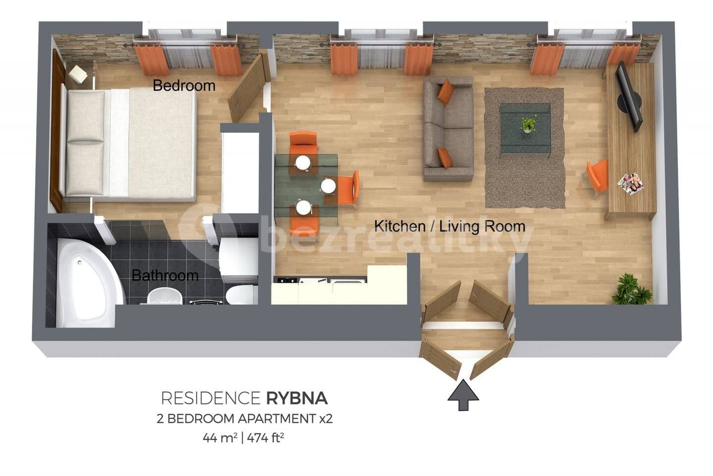 flat to rent, 44 m², Rybná, Prague, Prague
