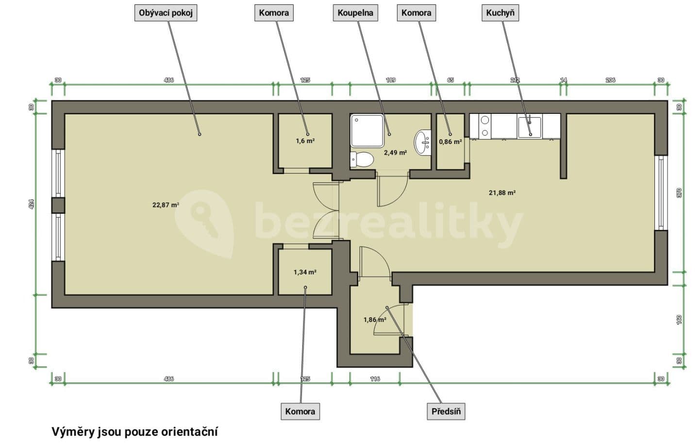 1 bedroom with open-plan kitchen flat for sale, 53 m², Svobody, Cheb, Karlovarský Region