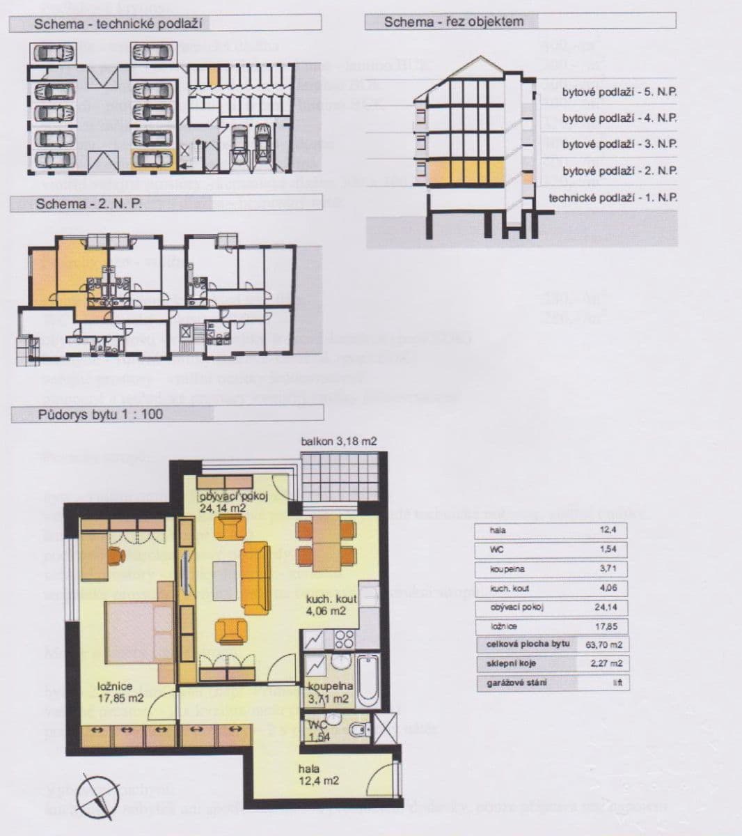 flat to rent, 67 m², V Zahradách, Prague, Prague