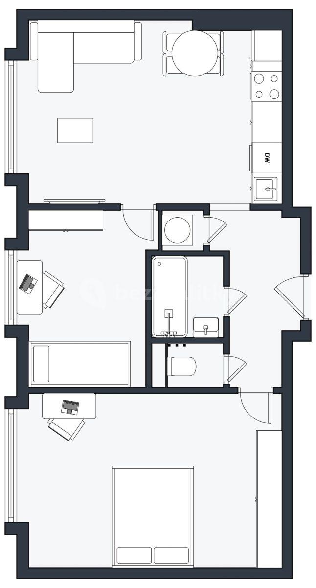 2 bedroom with open-plan kitchen flat for sale, 53 m², Poděbradská, Prague, Prague