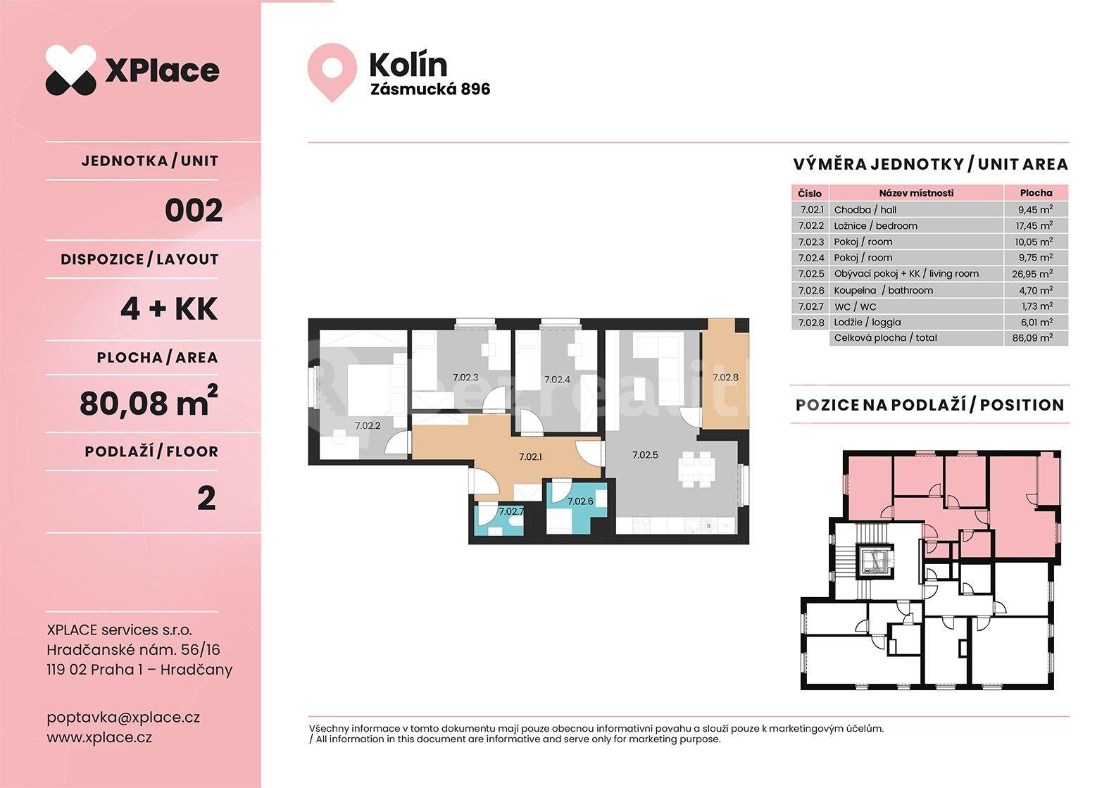 3 bedroom with open-plan kitchen flat to rent, 80 m², Zásmucká, Kolín, Středočeský Region
