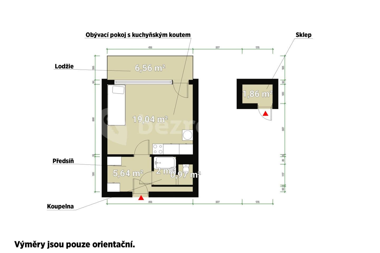 Studio flat for sale, 26 m², alej Svobody, Plzeň, Plzeňský Region