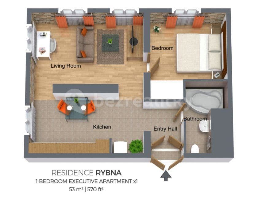flat to rent, 53 m², Rybná, Prague, Prague