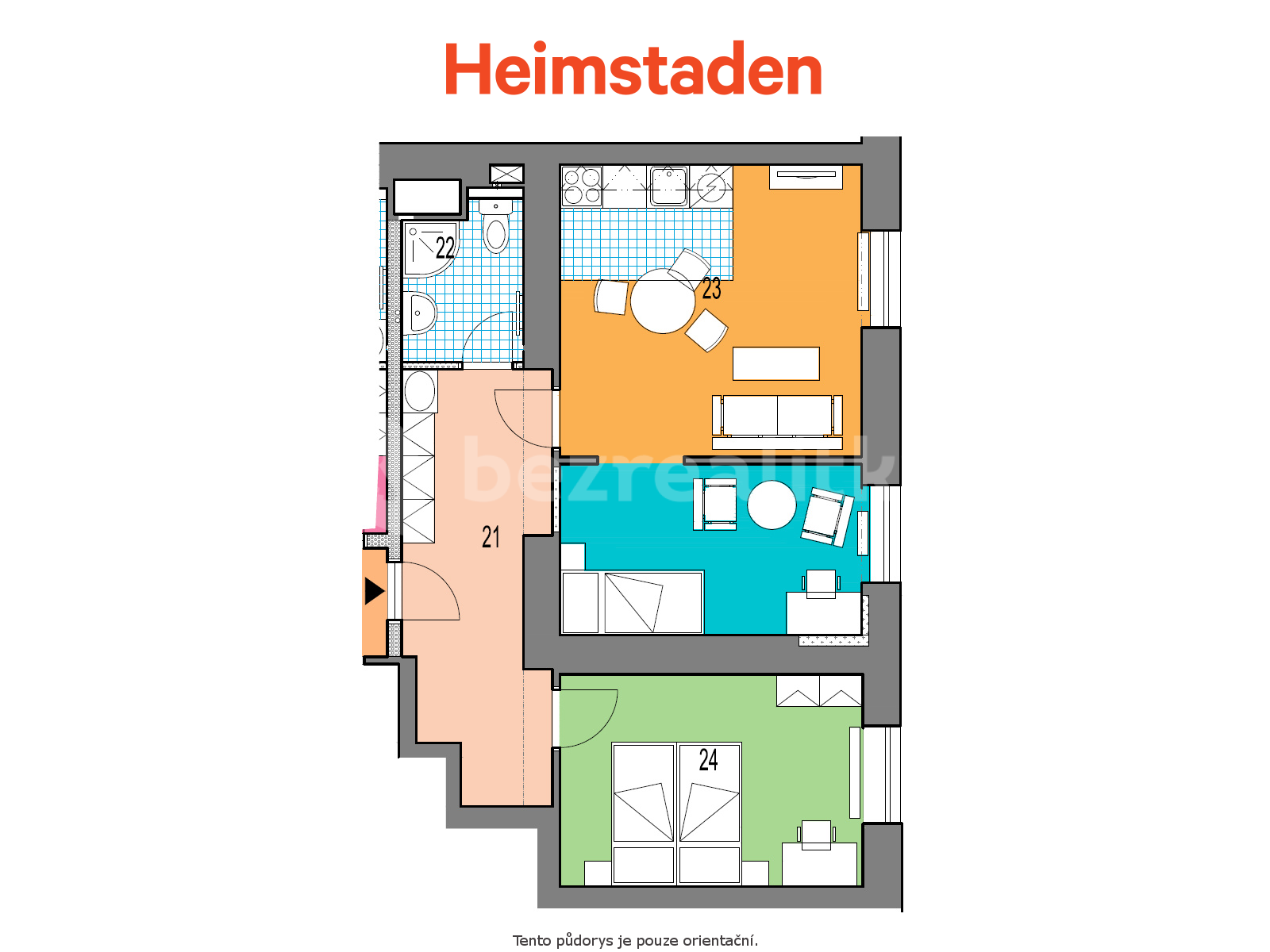 1 bedroom with open-plan kitchen flat to rent, 53 m², Hlavní třída, Havířov, Moravskoslezský Region