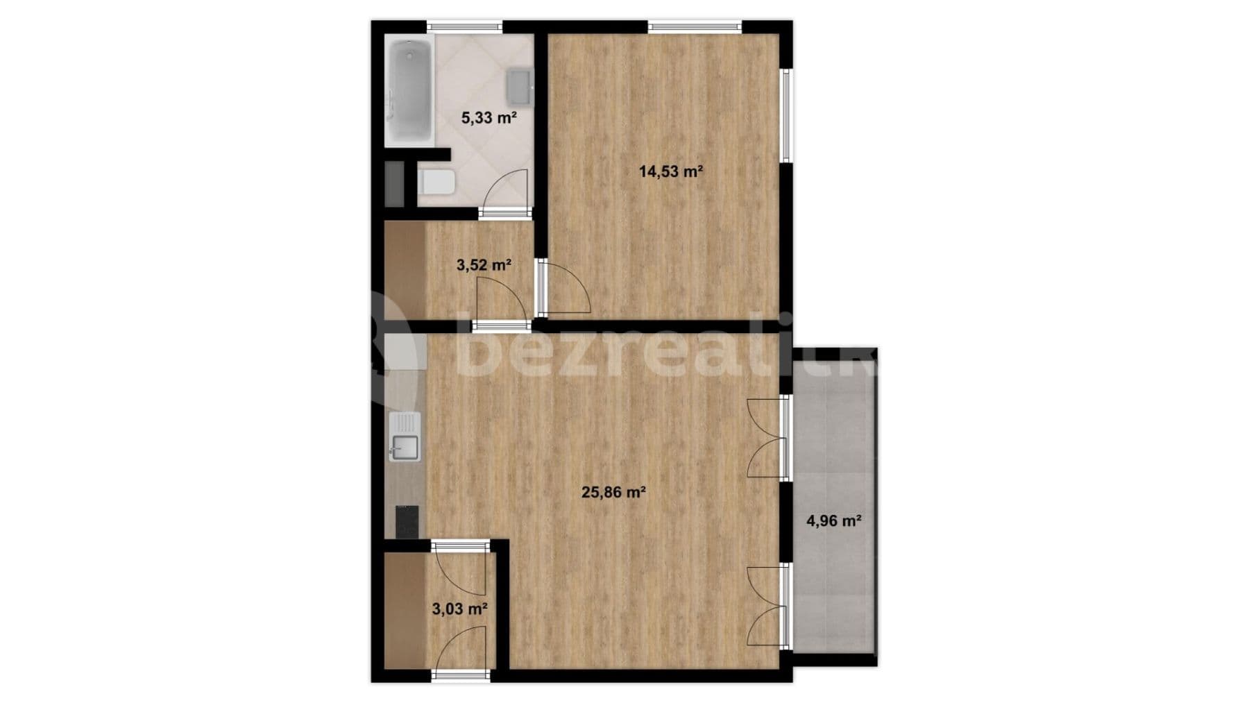 1 bedroom with open-plan kitchen flat to rent, 59 m², Choceradská, Prague, Prague