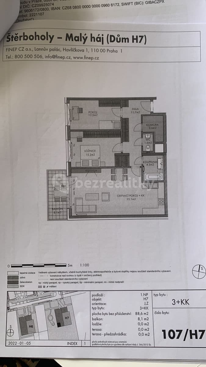 2 bedroom with open-plan kitchen flat for sale, 97 m², Vinohradská, Prague, Prague