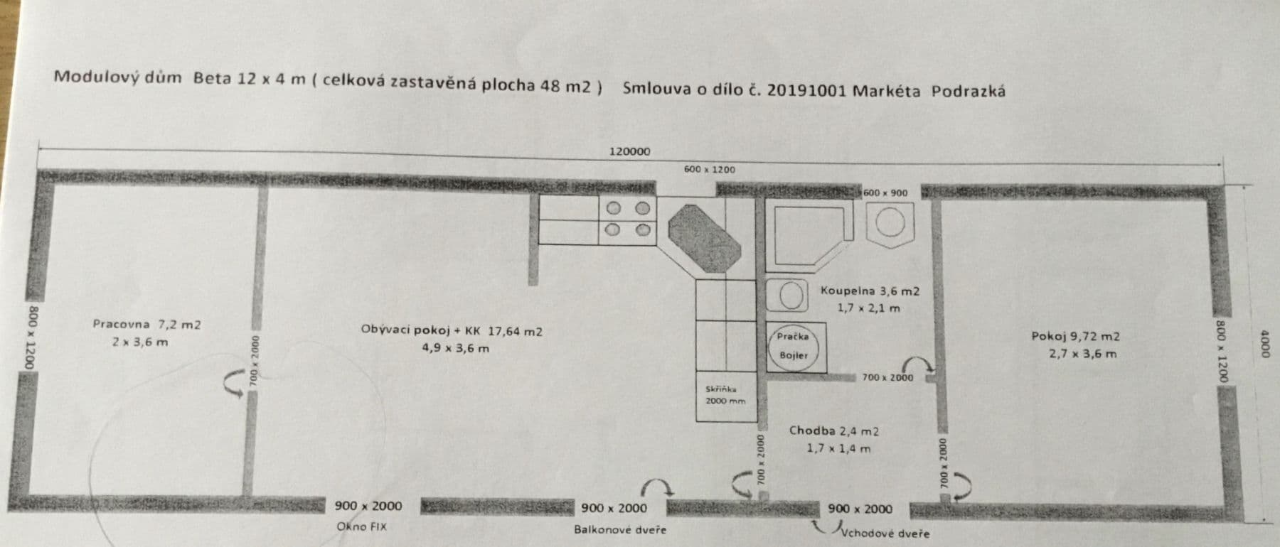 flat to rent, 48 m², V Cestách, Šestajovice, Středočeský Region