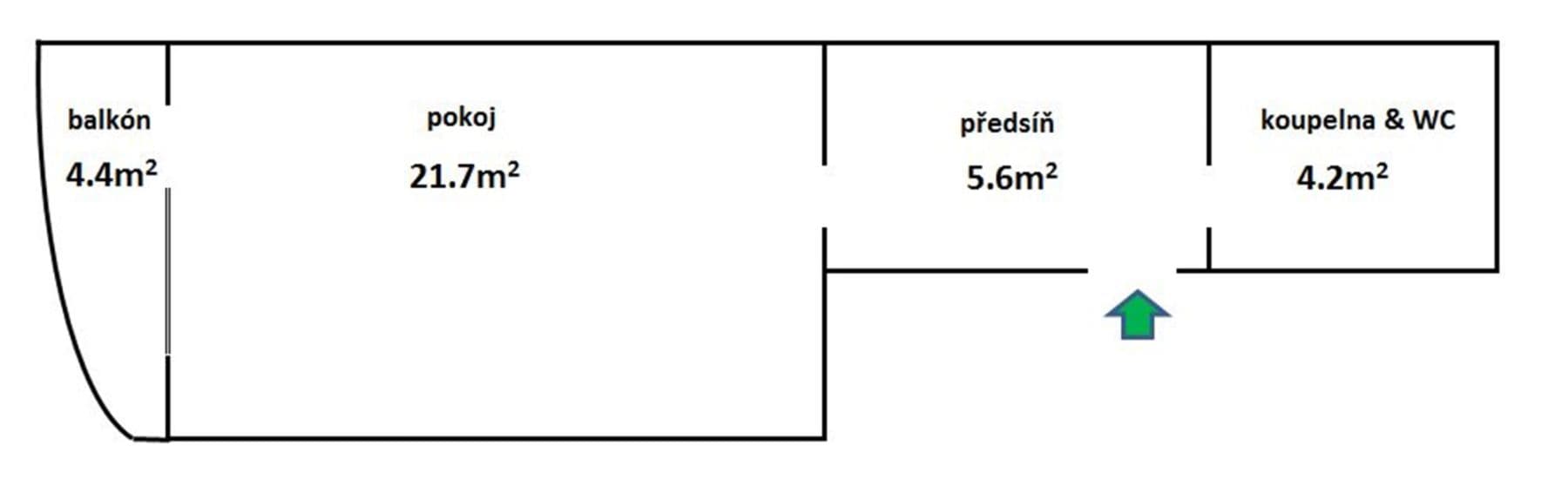 flat to rent, 36 m², nábřeží Závodu míru, Pardubice, Pardubický Region