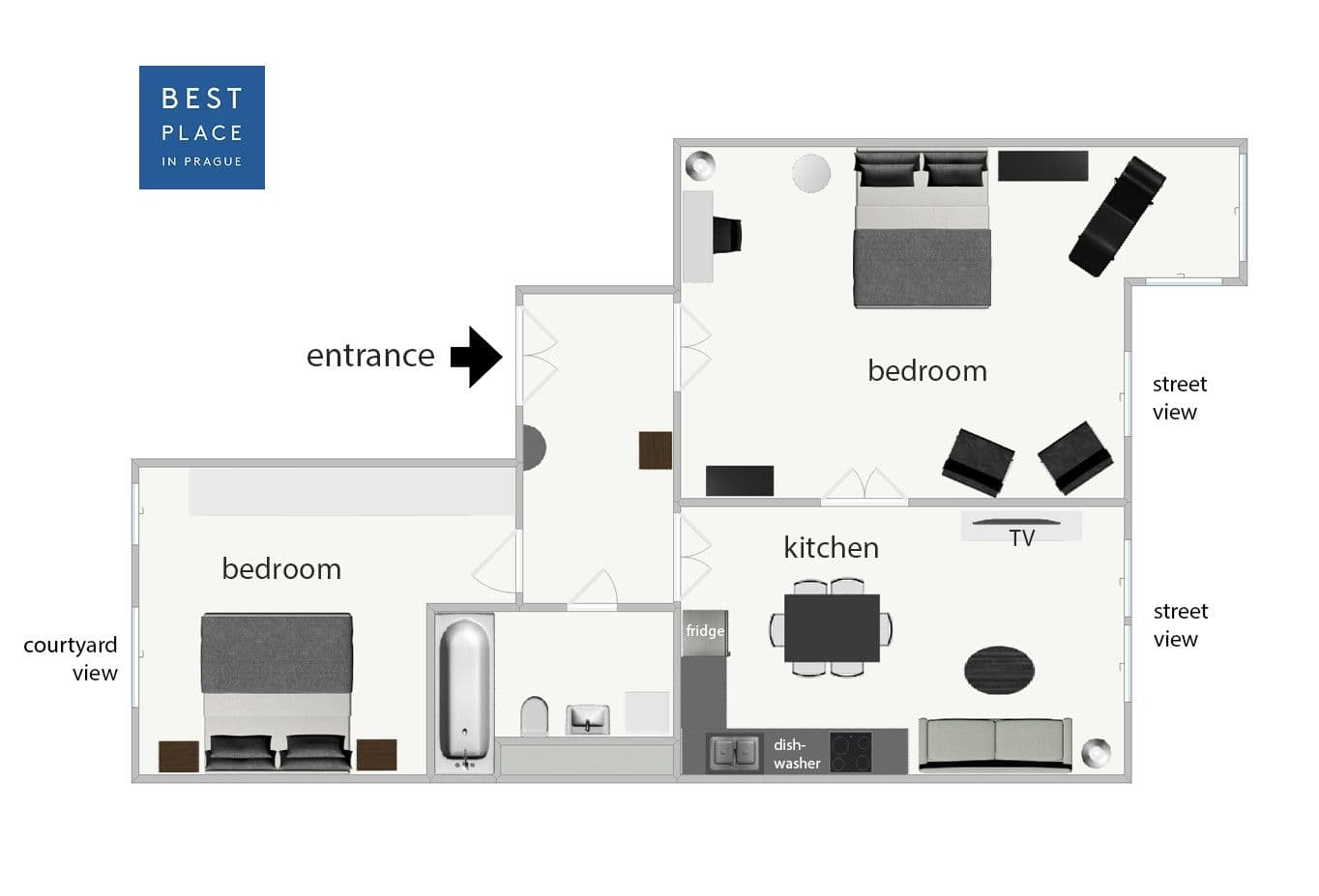 flat to rent, 80 m², Masarykovo nábřeží, Prague, Prague