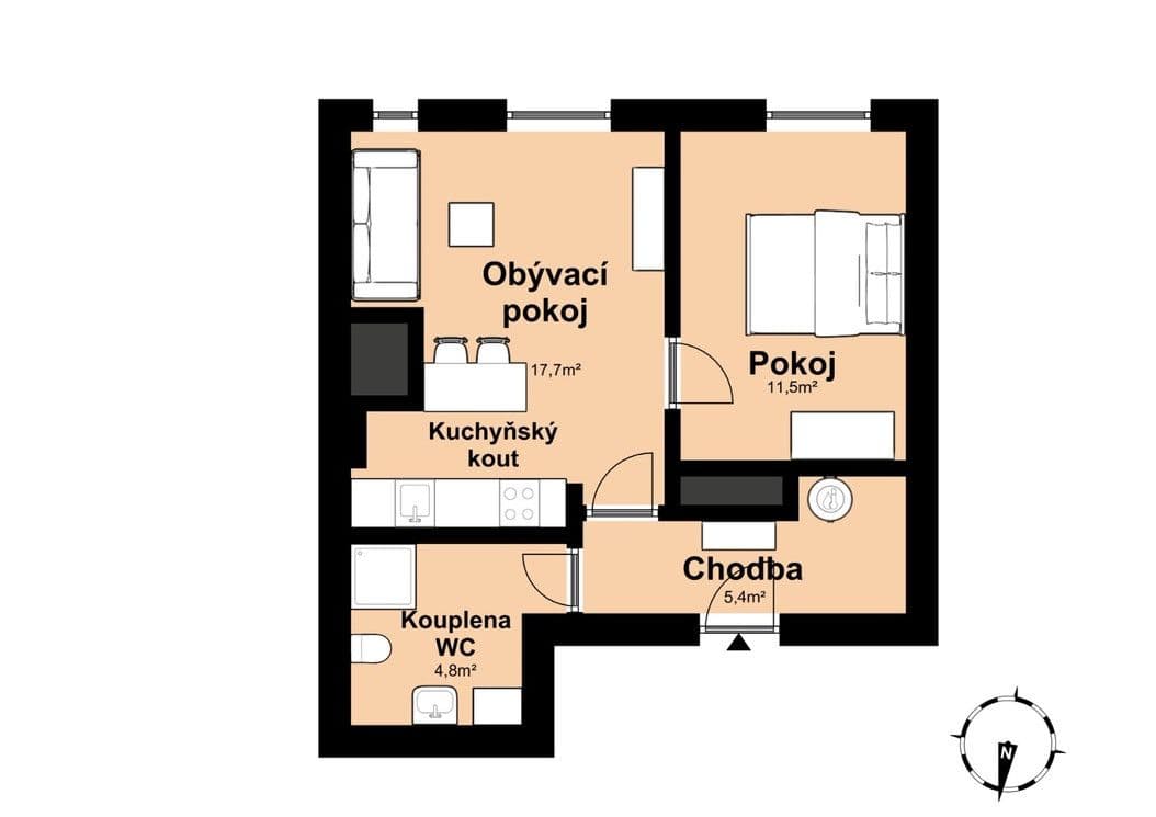 flat to rent, 45 m², Pivovarská, Prague, Prague