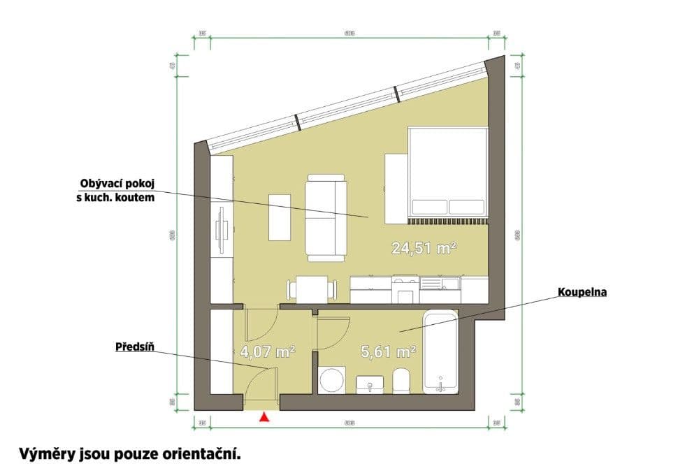 flat to rent, 34 m², Mošnova, Prague, Prague