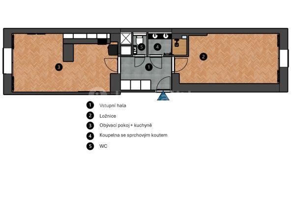 1 bedroom with open-plan kitchen flat to rent, 48 m², Šaldova, Hlavní město Praha