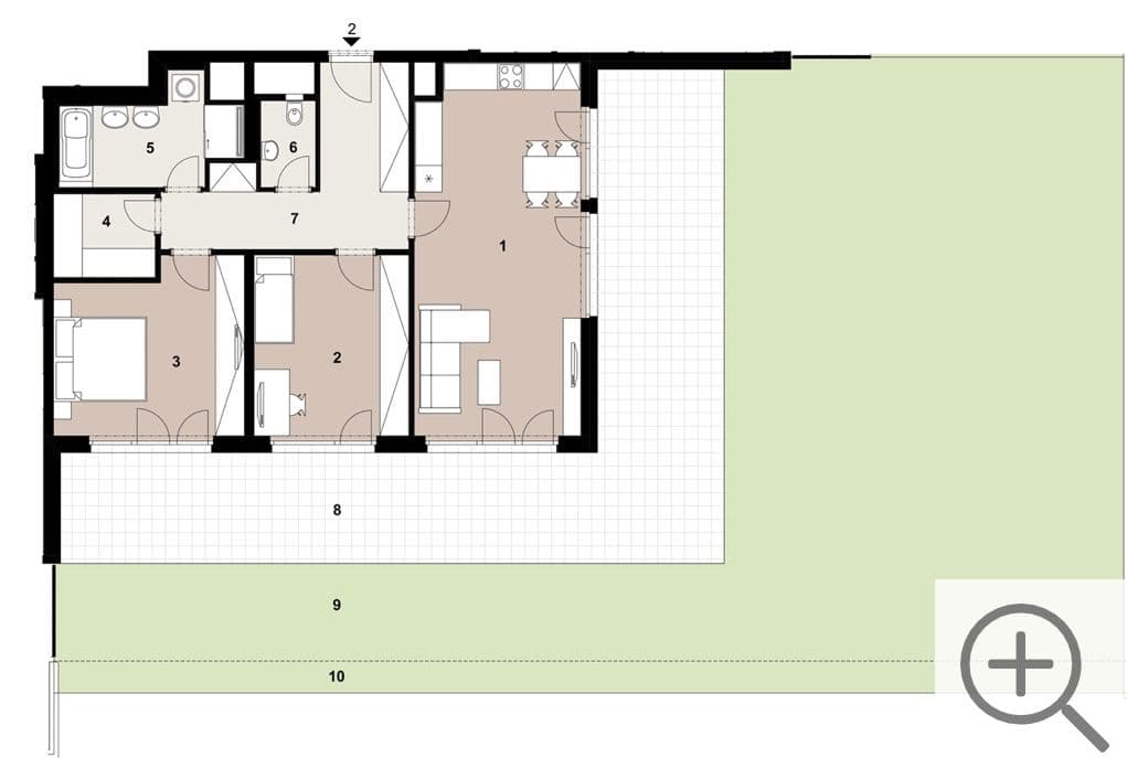 2 bedroom with open-plan kitchen flat to rent, 99 m², Pavla Beneše, Prague, Prague 2 bedroom with open-plan kitchen flat to rent, 99 m², Pavla Beneše, Prague, Prague