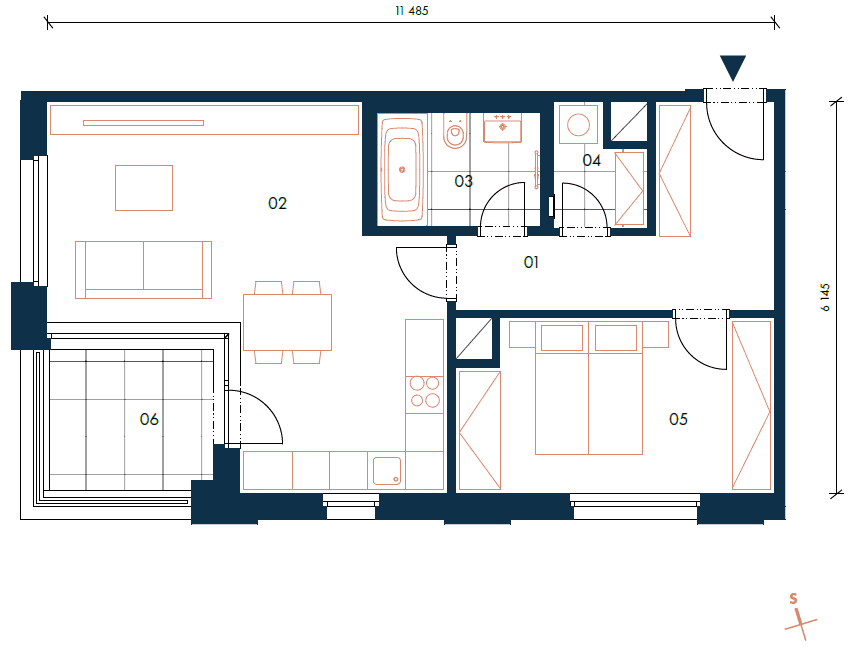 1 bedroom with open-plan kitchen flat to rent, 62 m², Závišova, Prague, Prague 1 bedroom with open-plan kitchen flat to rent, 62 m², Závišova, Prague, Prague