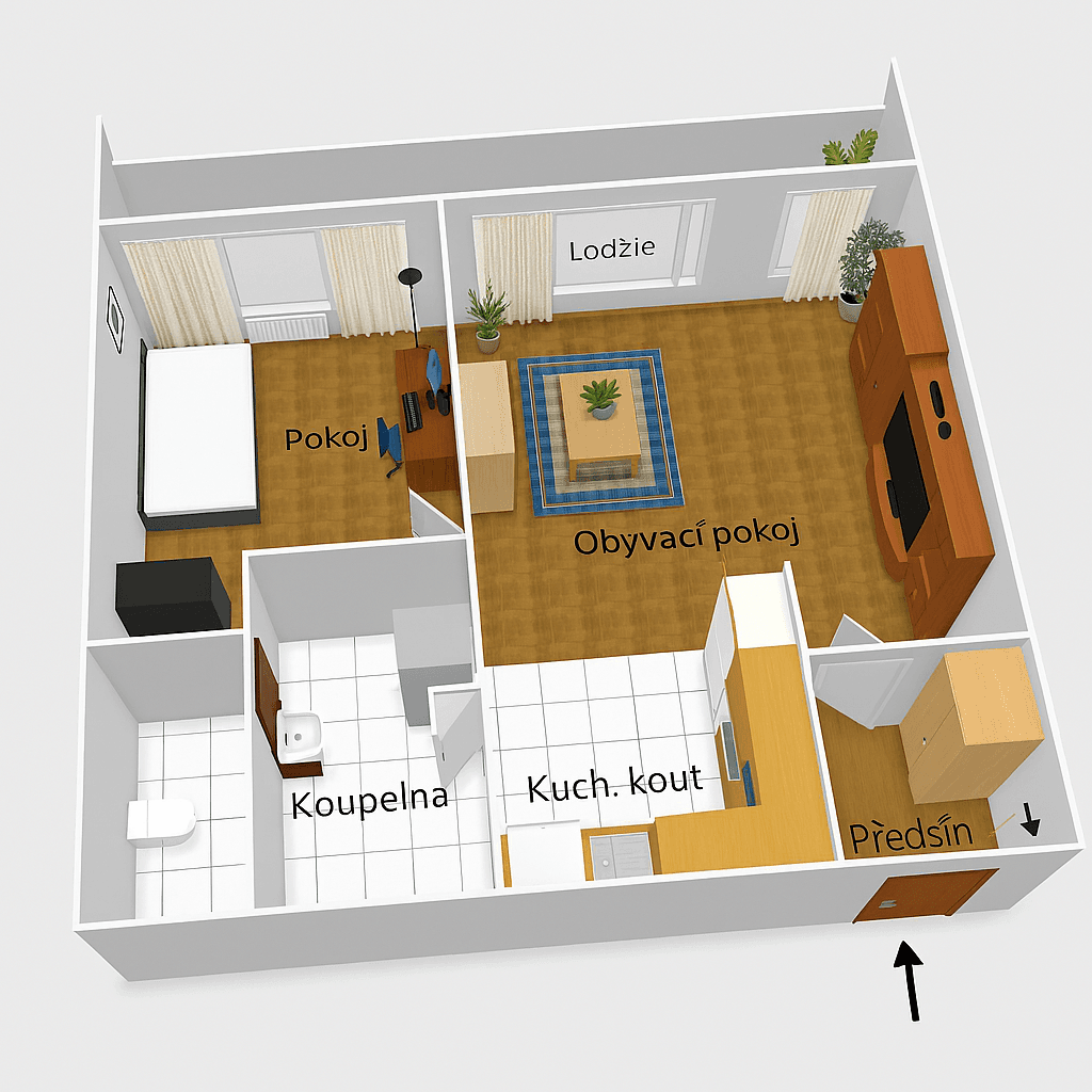 1 bedroom with open-plan kitchen flat to rent, 36 m², Horáčkova, Prague, Prague 1 bedroom with open-plan kitchen flat to rent, 36 m², Horáčkova, Prague, Prague