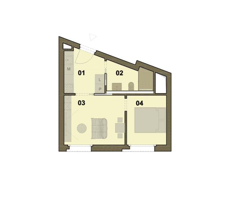 1 bedroom with open-plan kitchen flat to rent, 34 m², Krymská, Prague, Prague 1 bedroom with open-plan kitchen flat to rent, 34 m², Krymská, Prague, Prague