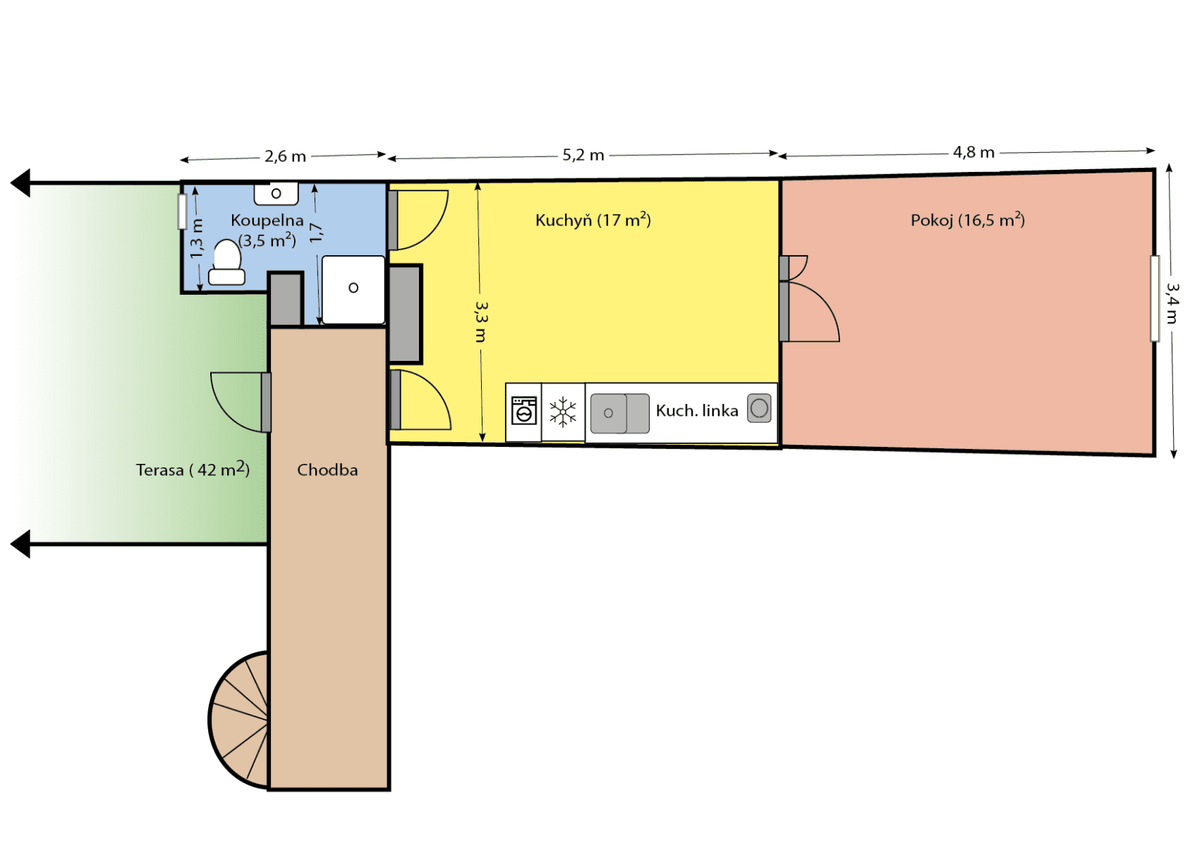 1 bedroom flat to rent, 37 m², Zenklova, Prague, Prague 1 bedroom flat to rent, 37 m², Zenklova, Prague, Prague