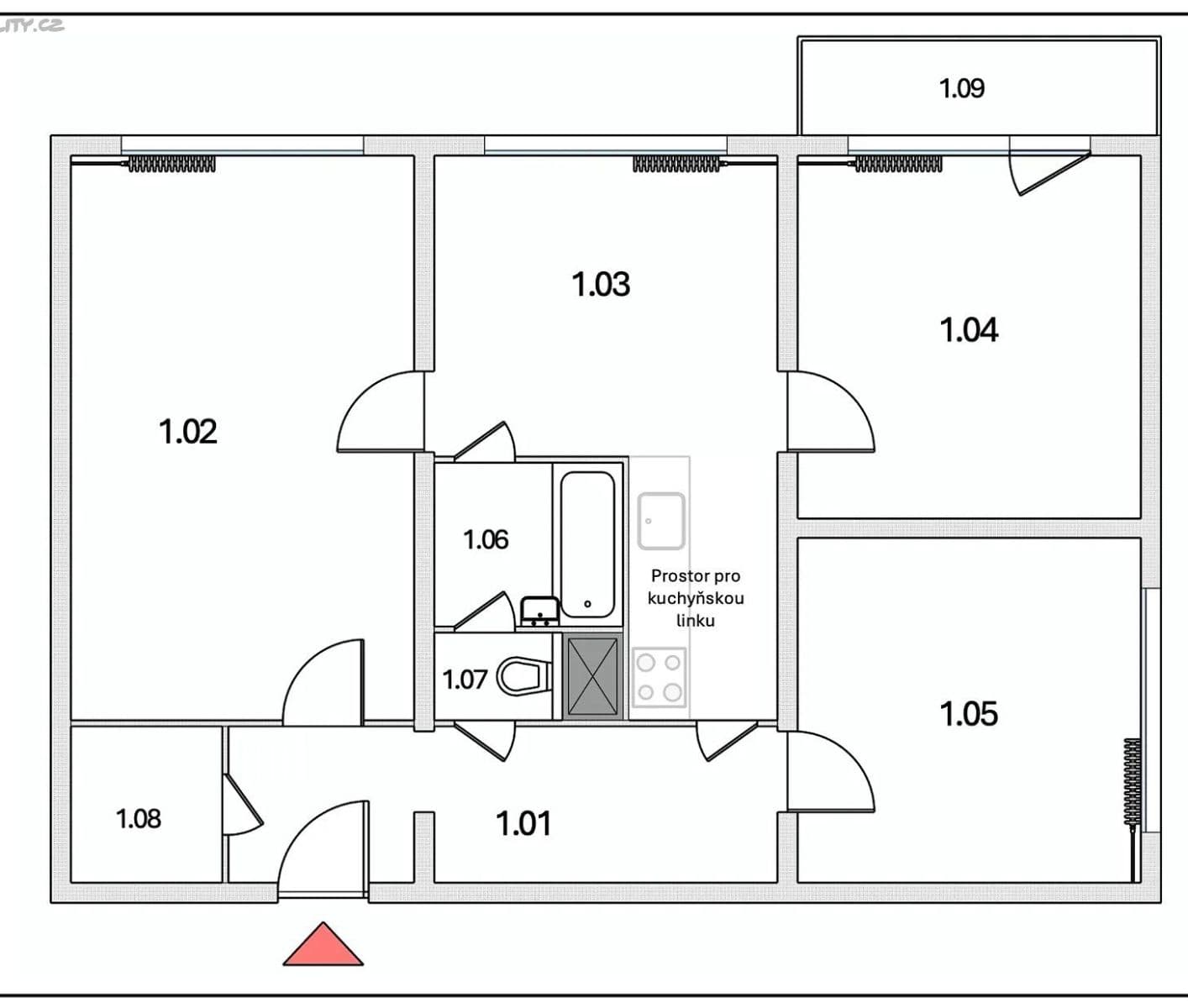 3 bedroom with open-plan kitchen flat to rent, 78 m², Počernická, Prague, Prague 3 bedroom with open-plan kitchen flat to rent, 78 m², Počernická, Prague, Prague
