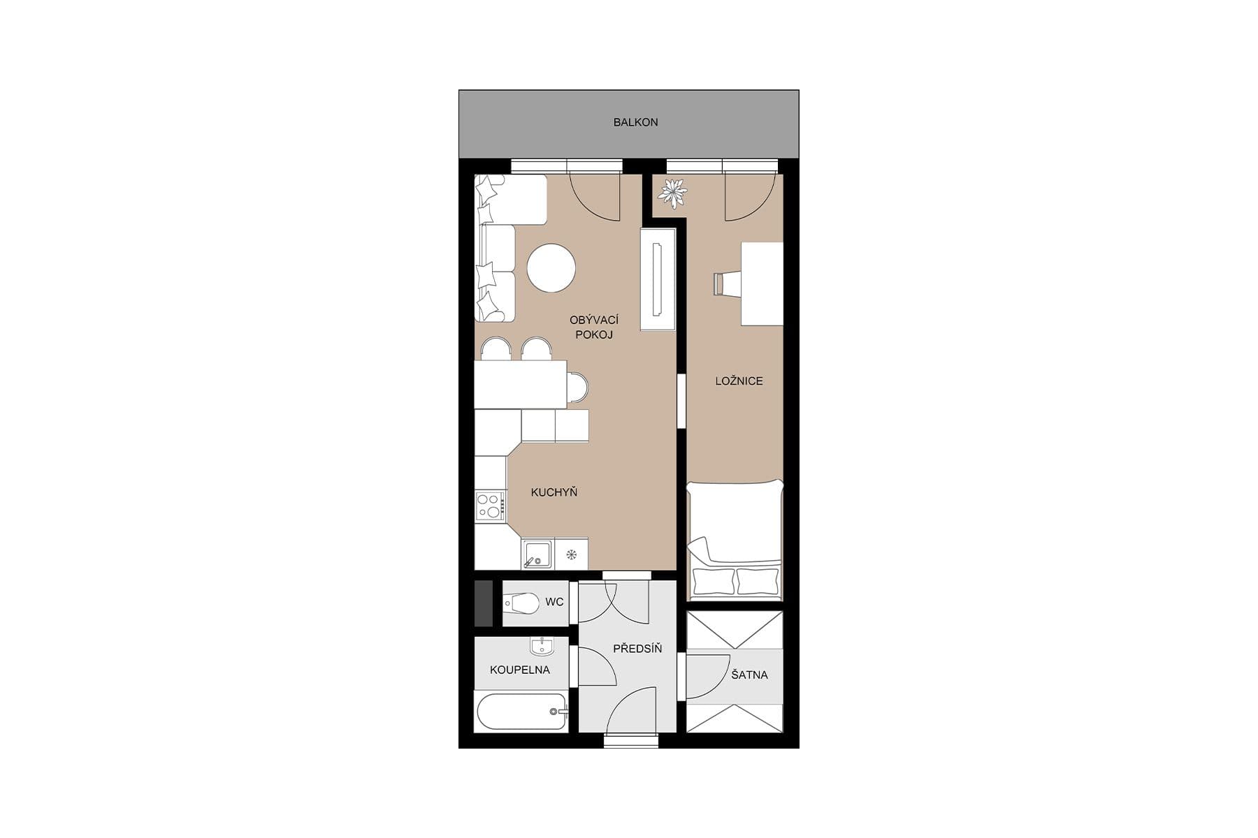 1 bedroom with open-plan kitchen flat for sale, 53 m², Chotěšovská, Prague, Prague 1 bedroom with open-plan kitchen flat for sale, 53 m², Chotěšovská, Prague, Prague