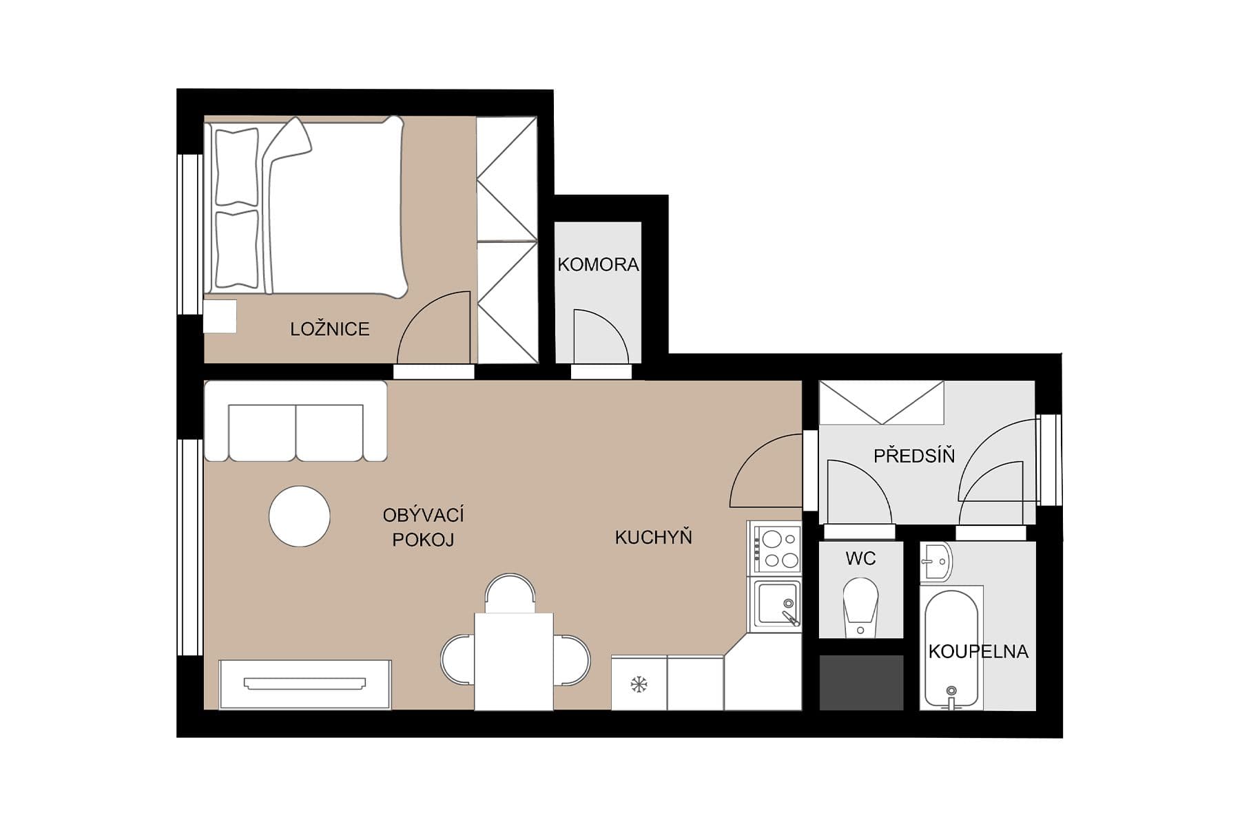 1 bedroom with open-plan kitchen flat for sale, 43 m², Werichova, Prague, Prague 1 bedroom with open-plan kitchen flat for sale, 43 m², Werichova, Prague, Prague