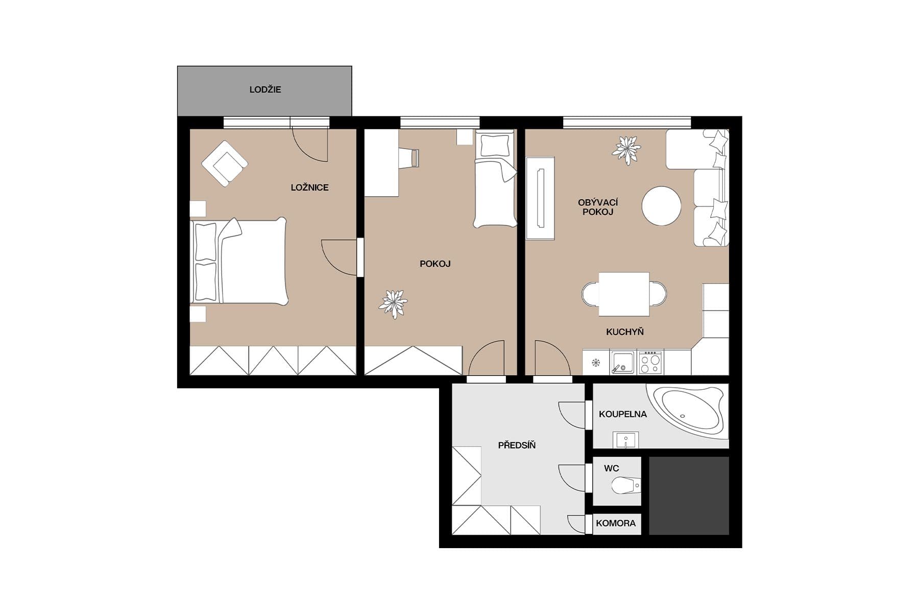 2 bedroom with open-plan kitchen flat for sale, 79 m², Pivovarnická, Prague, Prague 2 bedroom with open-plan kitchen flat for sale, 79 m², Pivovarnická, Prague, Prague