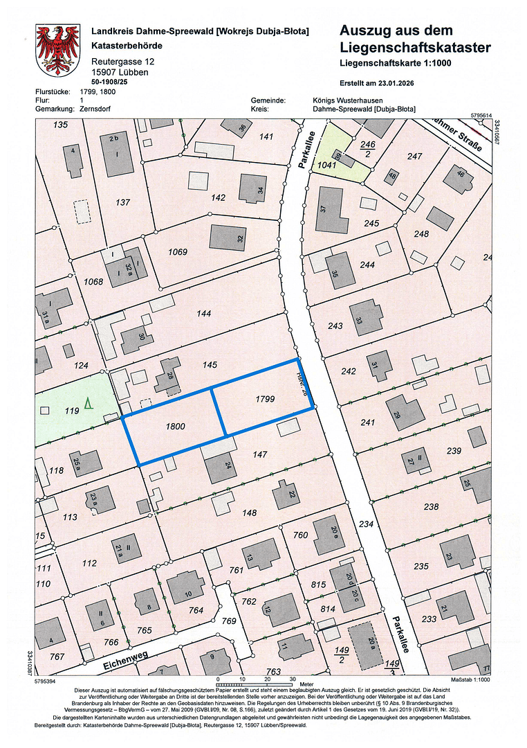 plot for sale, 736 m², Parkallee 26, Königs Wusterhausen, Brandenburg plot for sale, 736 m², Parkallee 26, Königs Wusterhausen, Brandenburg