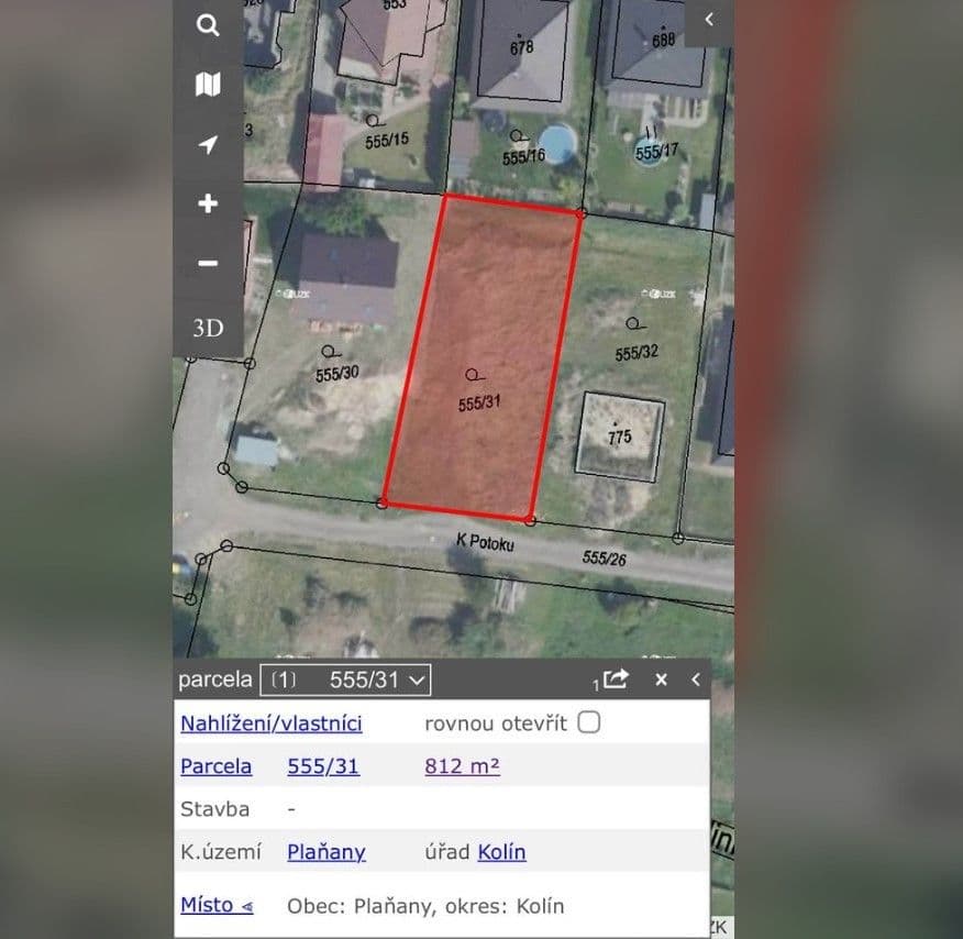 plot for sale, 812 m², K Potoku, Plaňany, Středočeský Region plot for sale, 812 m², K Potoku, Plaňany, Středočeský Region