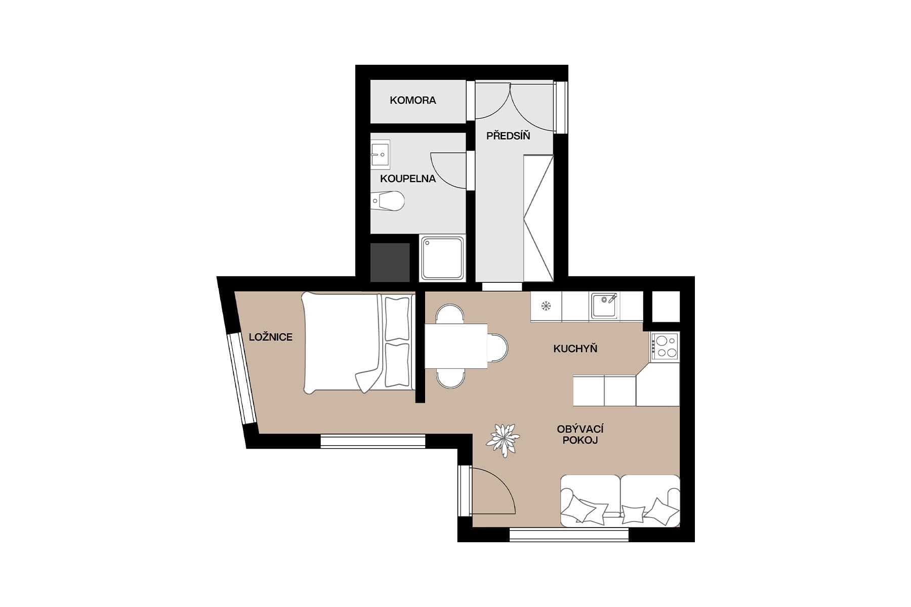 1 bedroom with open-plan kitchen flat for sale, 46 m², Stočesova, Prague, Prague 1 bedroom with open-plan kitchen flat for sale, 46 m², Stočesova, Prague, Prague