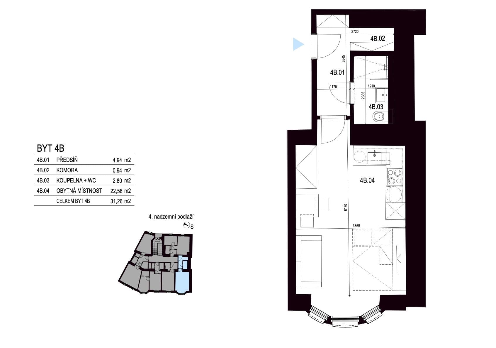 Studio flat to rent, 31 m², Na Zámecké, Prague, Prague Studio flat to rent, 31 m², Na Zámecké, Prague, Prague