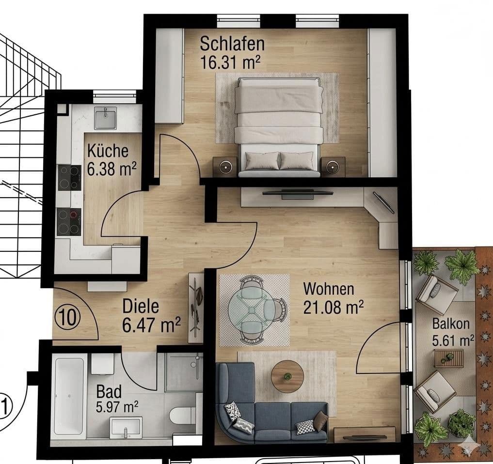 2 bedroom flat to rent, 59 m², Nürnberg, Bavaria 2 bedroom flat to rent, 59 m², Nürnberg, Bavaria