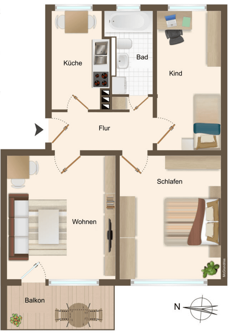 3 bedroom flat to rent, 64 m², Magdeburg, Saxony-Anhalt 3 bedroom flat to rent, 64 m², Magdeburg, Saxony-Anhalt