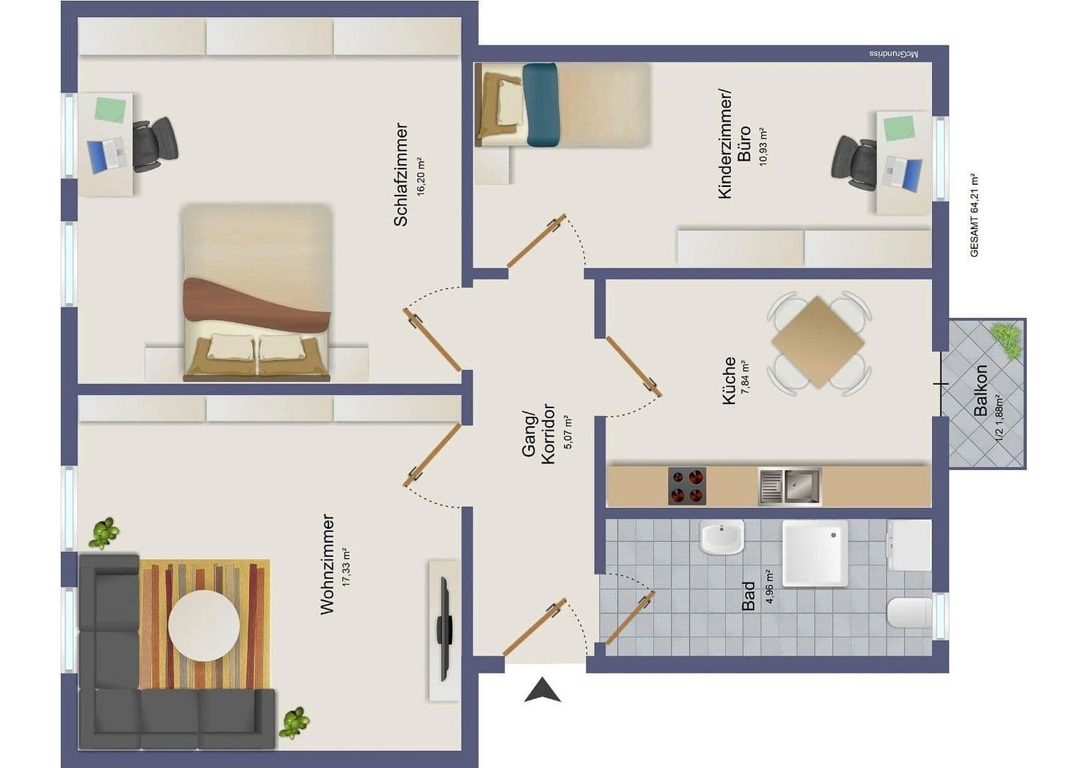 3 bedroom flat for sale, 64 m², Pilotystraße 58, Nürnberg, Bavaria 3 bedroom flat for sale, 64 m², Pilotystraße 58, Nürnberg, Bavaria