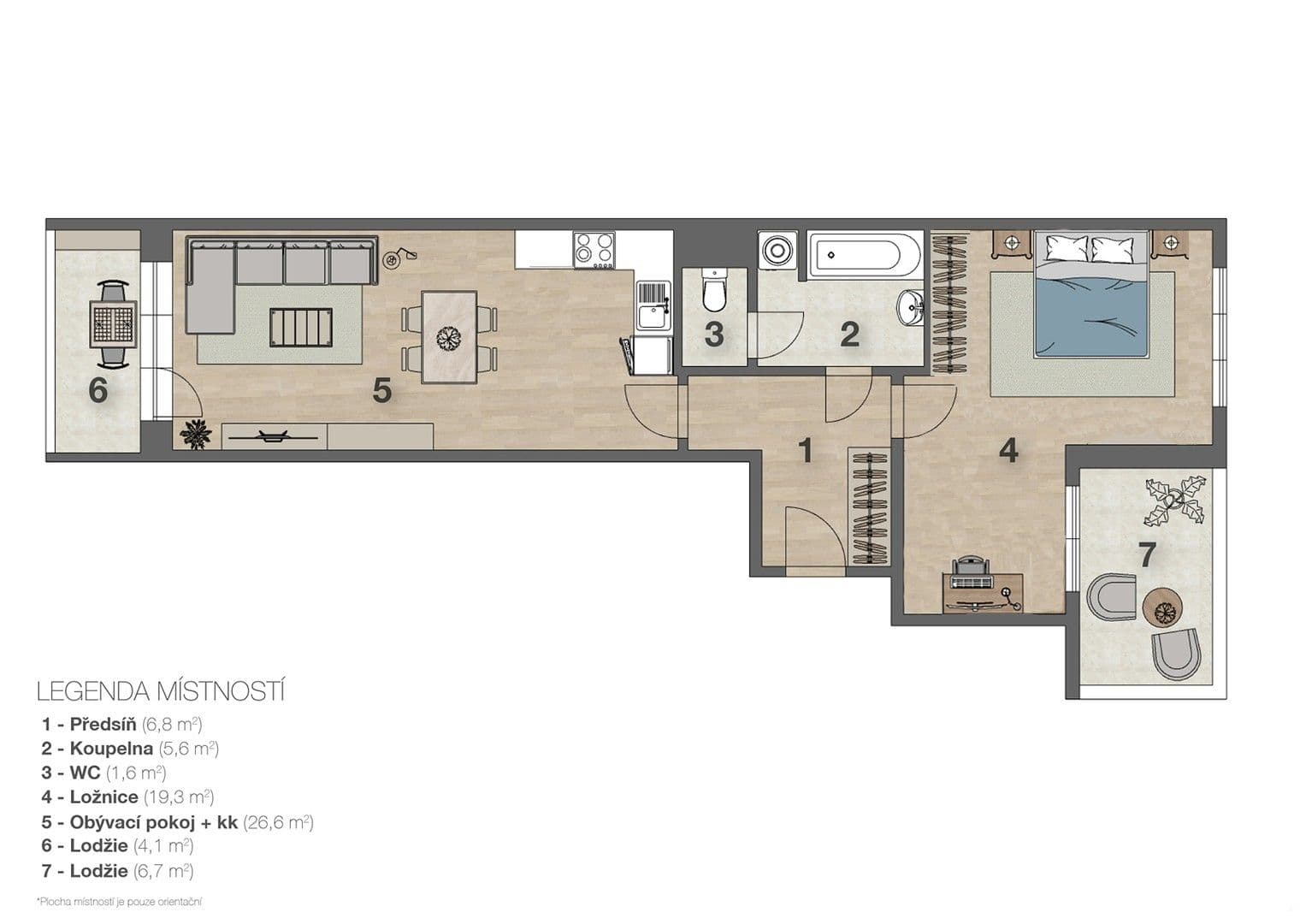 1 bedroom with open-plan kitchen flat to rent, 60 m², Petrohradská, Prague, Prague 1 bedroom with open-plan kitchen flat to rent, 60 m², Petrohradská, Prague, Prague