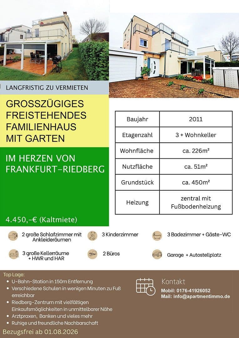 house to rent, 226 m², Ottilie Widermuth Weg 2, Frankfurt am Main, Hesse house to rent, 226 m², Ottilie Widermuth Weg 2, Frankfurt am Main, Hesse