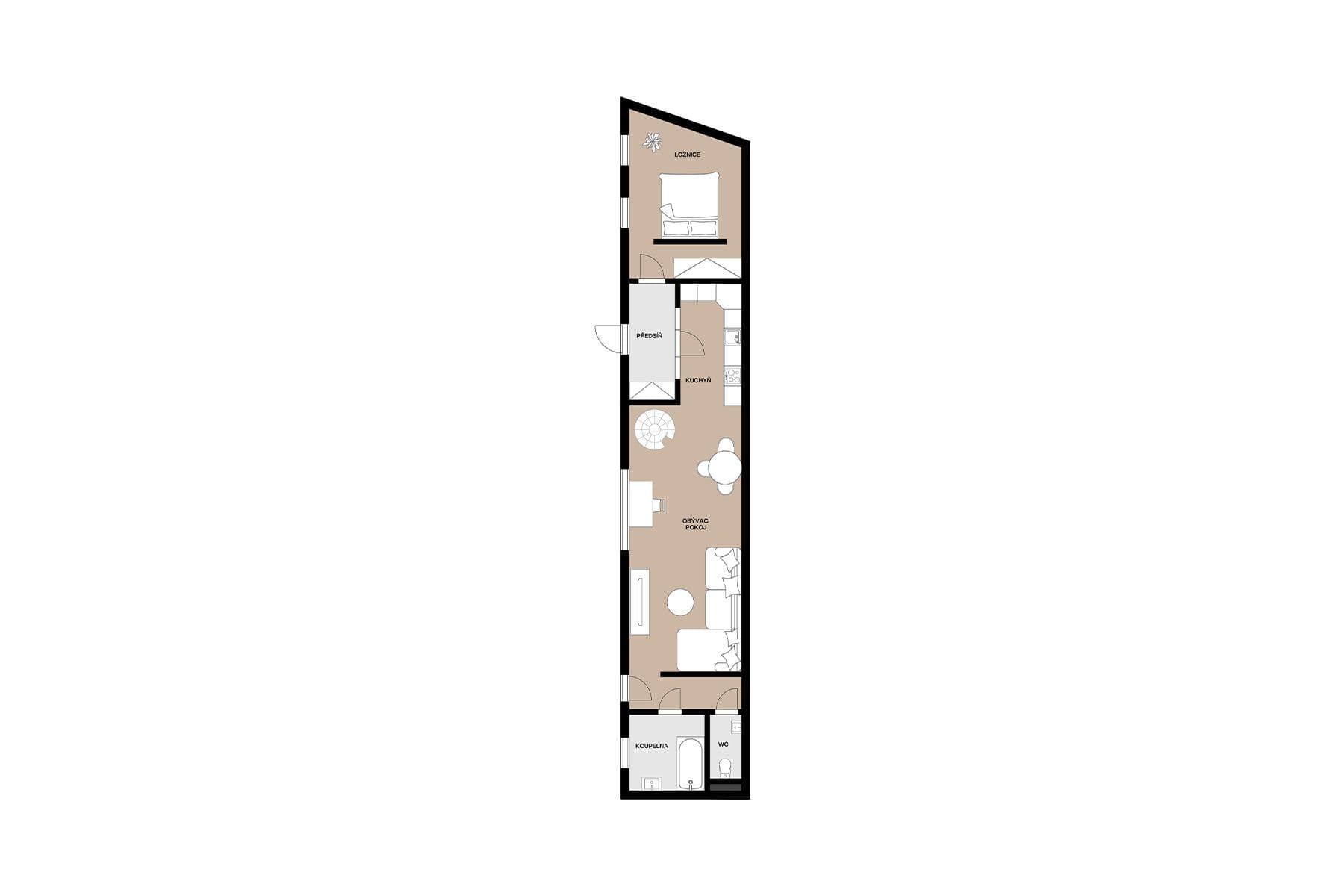 1 bedroom with open-plan kitchen flat for sale, 114 m², Slavojova, Prague, Prague 1 bedroom with open-plan kitchen flat for sale, 114 m², Slavojova, Prague, Prague