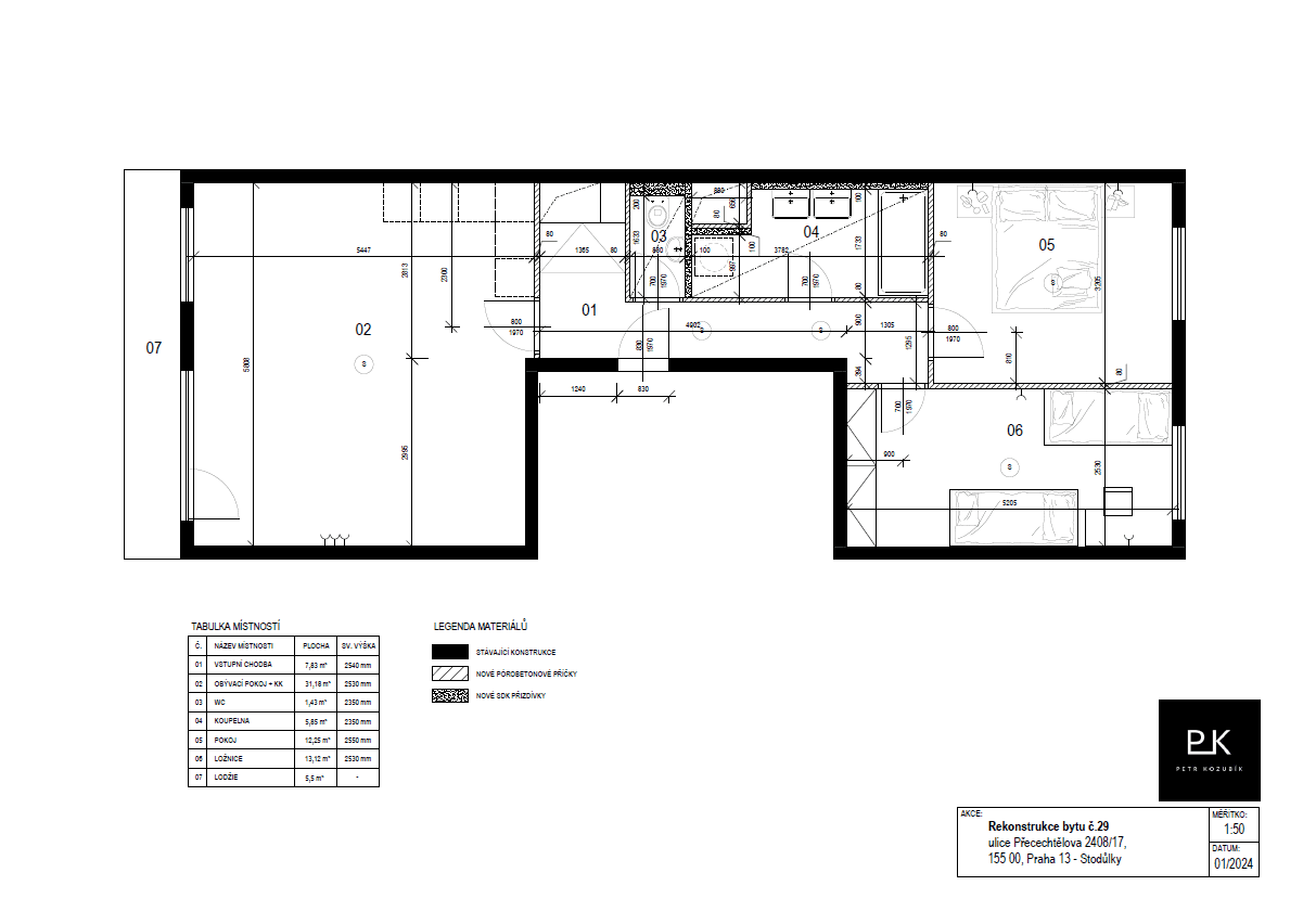 2 bedroom with open-plan kitchen flat for sale, 76 m², Přecechtělova, Prague, Prague 2 bedroom with open-plan kitchen flat for sale, 76 m², Přecechtělova, Prague, Prague