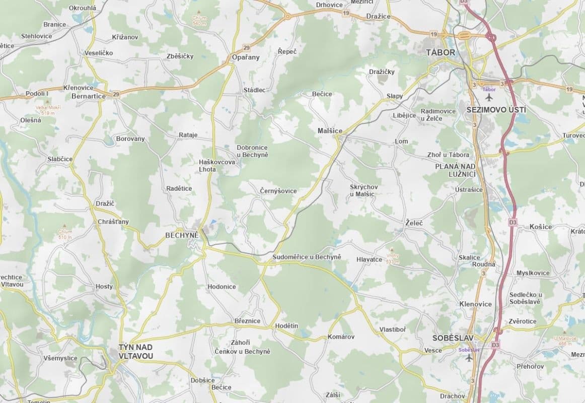 plot for sale, 33,477 m², Bechyně, Jihočeský Region plot for sale, 33,477 m², Bechyně, Jihočeský Region