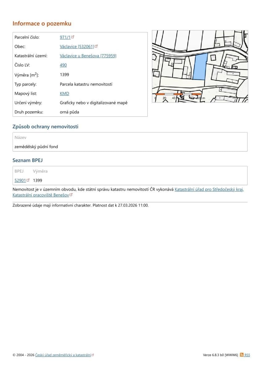 plot for sale, 1,399 m², Václavice, Středočeský Region plot for sale, 1,399 m², Václavice, Středočeský Region