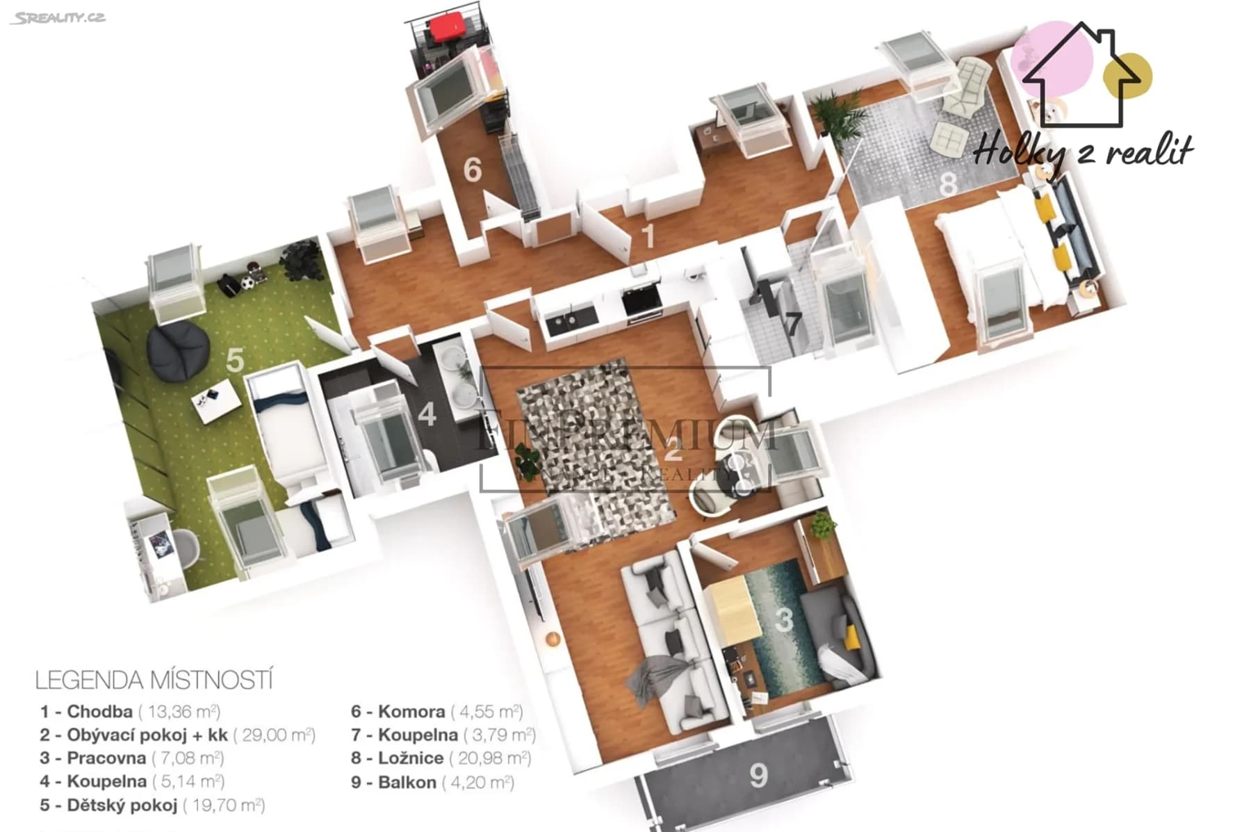 3 bedroom with open-plan kitchen flat for sale, 108 m², Lomená, Jesenice, Středočeský Region 3 bedroom with open-plan kitchen flat for sale, 108 m², Lomená, Jesenice, Středočeský Region